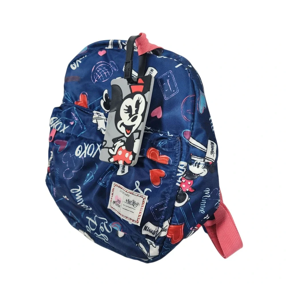 Disney Parks Minnie‎ Mouse Backpack Blue Red XOXO Love Pattern Luggage Tag